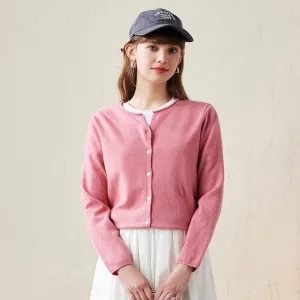 100% Wool Women's V Neck Button Up Cardigan