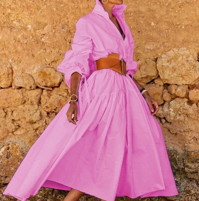 Chic Loose Fitting Oversized Dresses with Long Sleeves