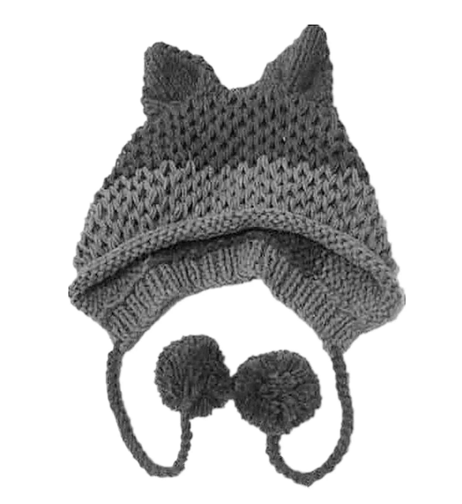 Cute Fox Ears Beanie Winter Warm Handmade Knit Hat