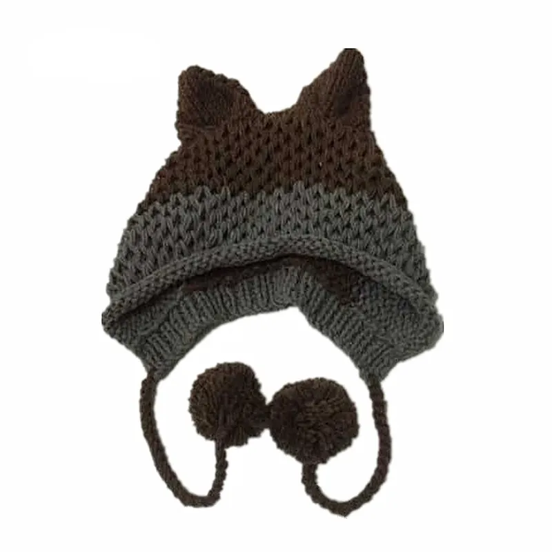 Cute Fox Ears Beanie Winter Warm Handmade Knit Hat