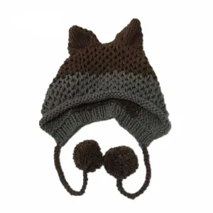 Cute Fox Ears Beanie Winter Warm Handmade Knit Hat