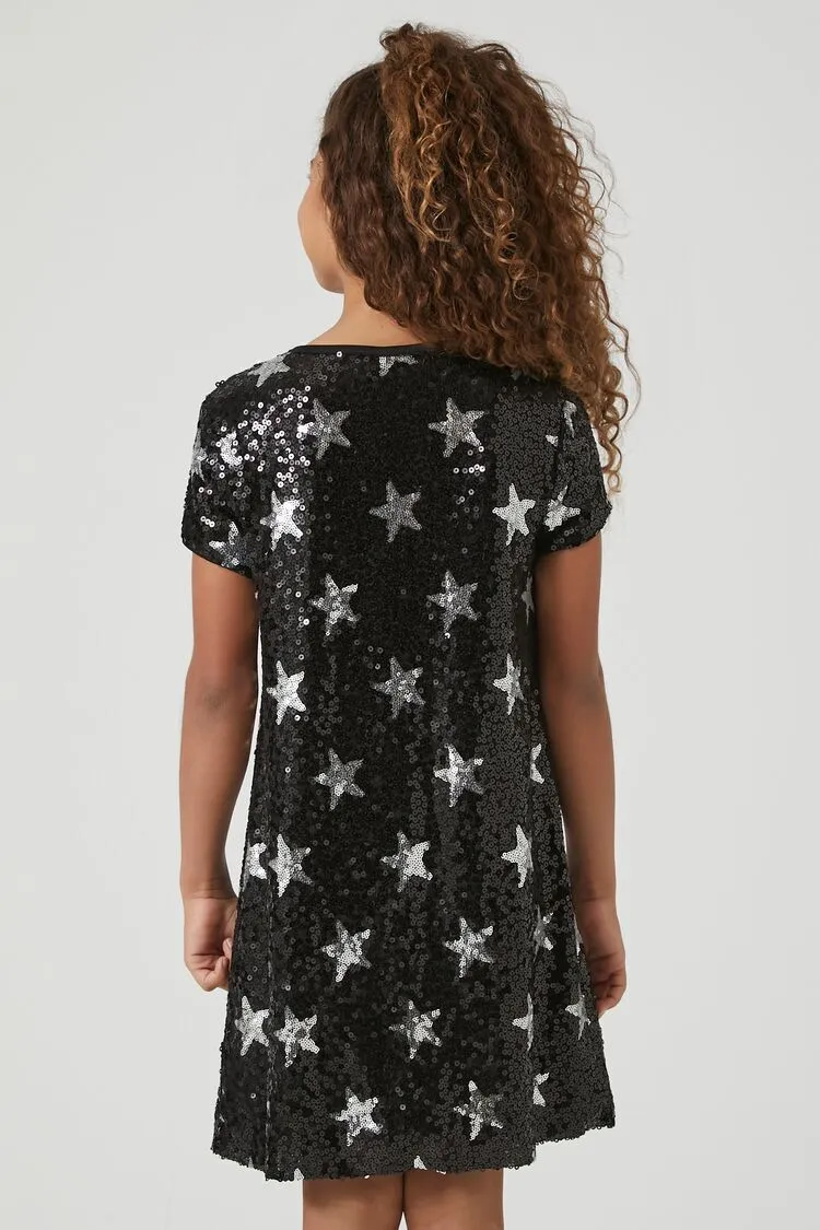 Girls Sequin Star T-Shirt Dress (Kids)