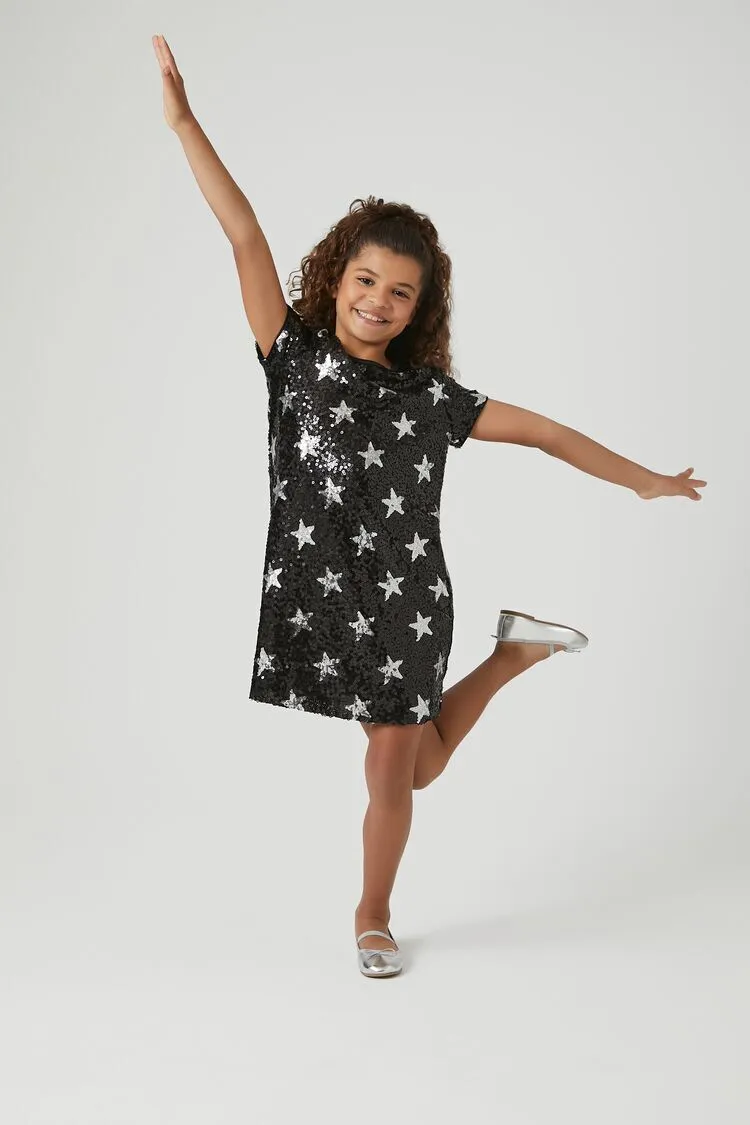 Girls Sequin Star T-Shirt Dress (Kids)