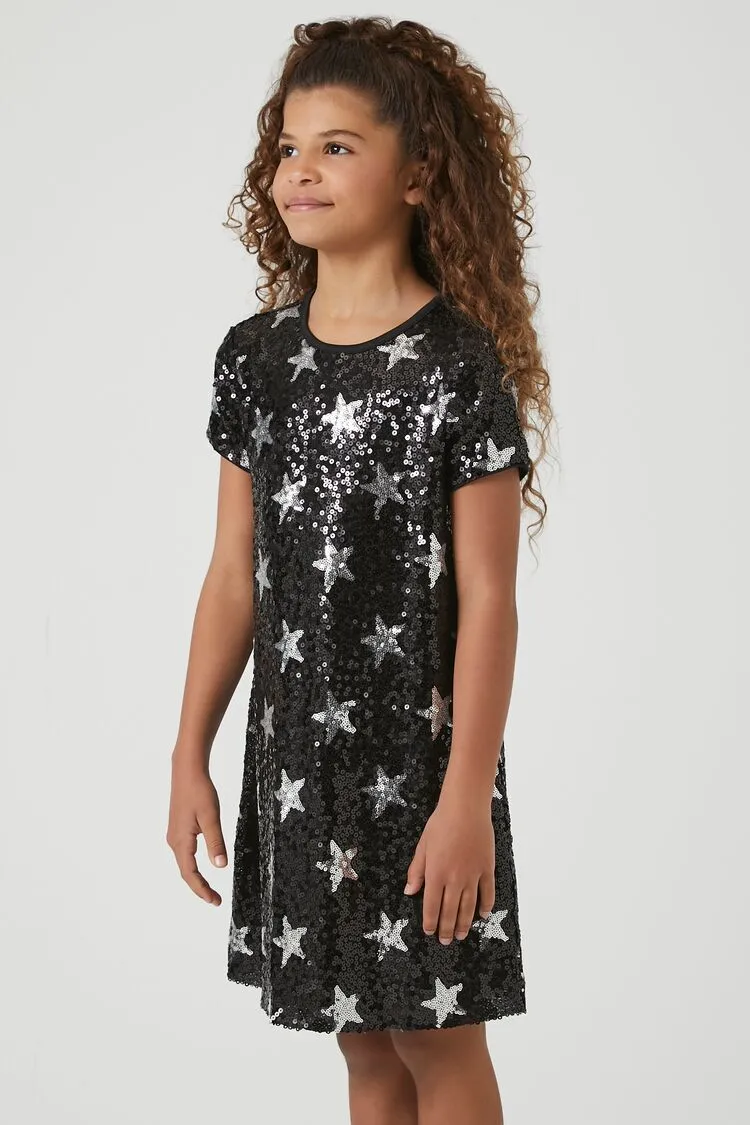Girls Sequin Star T-Shirt Dress (Kids)