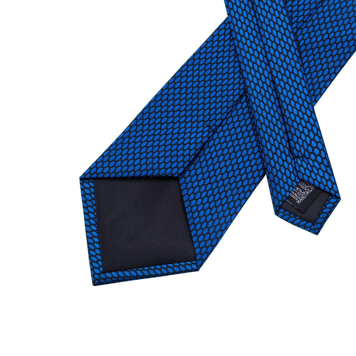 Hi-Tie Navy-Blue Geometric Polka Dot Tie Pocket Square Cufflinks Set