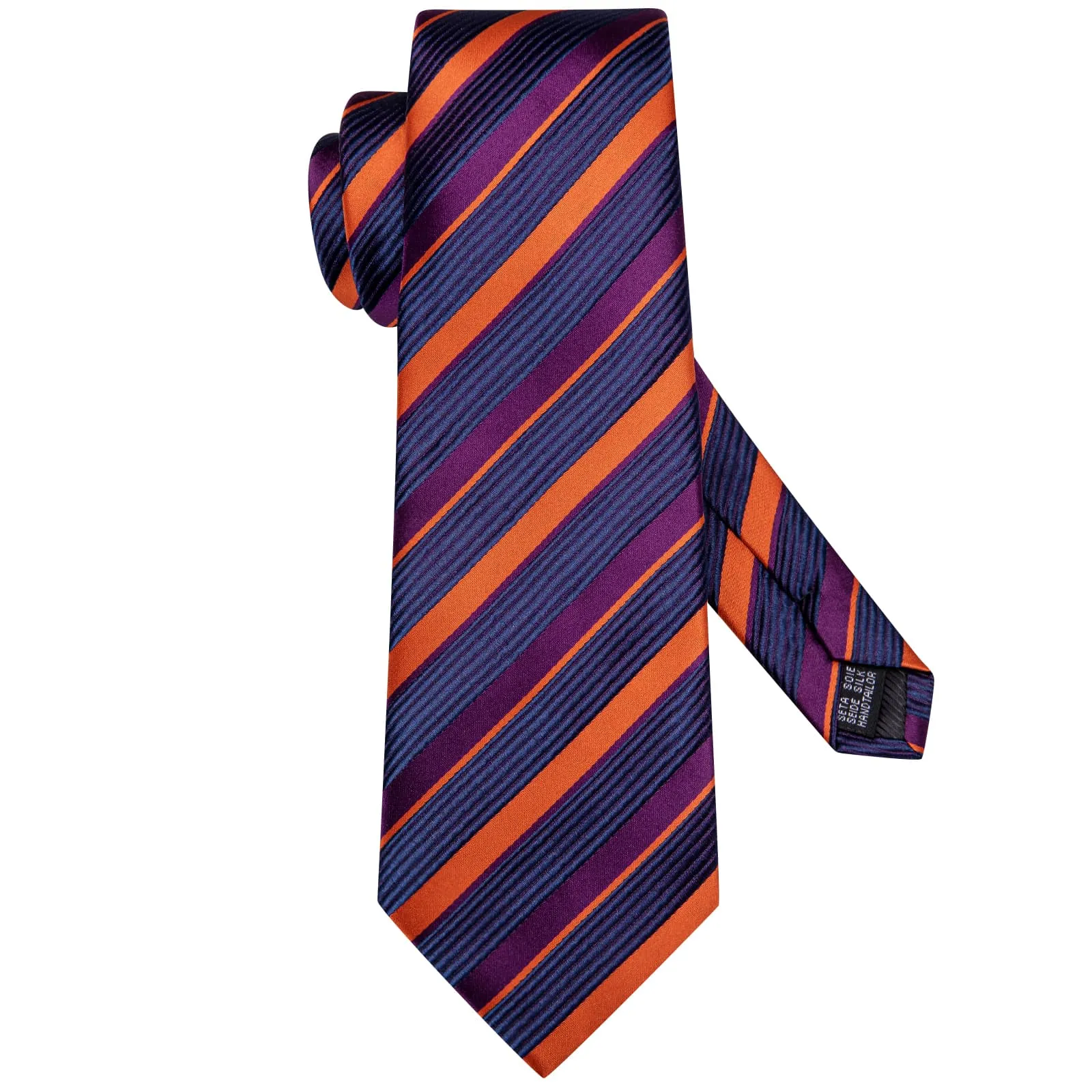 Hi-Tie Striped Tie Purple Orange Blue Jacquard Stripe Men Necktie Set