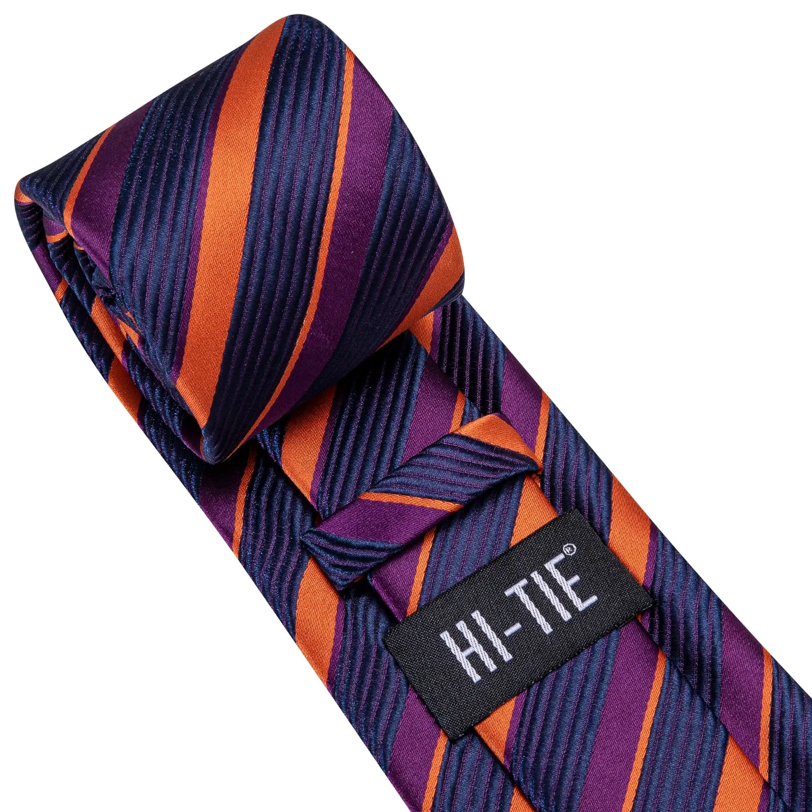 Hi-Tie Striped Tie Purple Orange Blue Jacquard Stripe Men Necktie Set