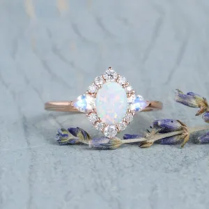 Inlaid Moonstone Opal Bronze Ring