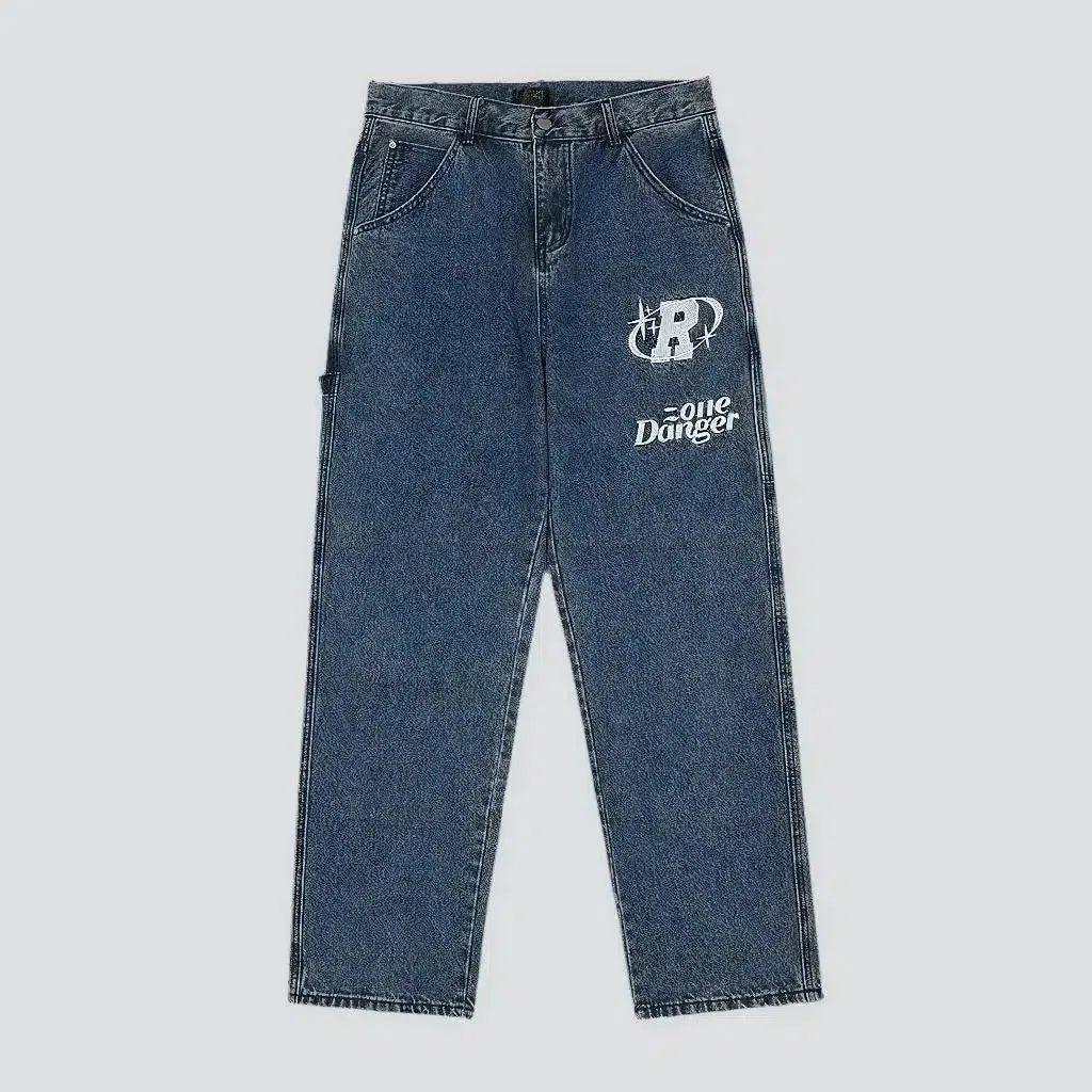 Inscribed men's painted jeans