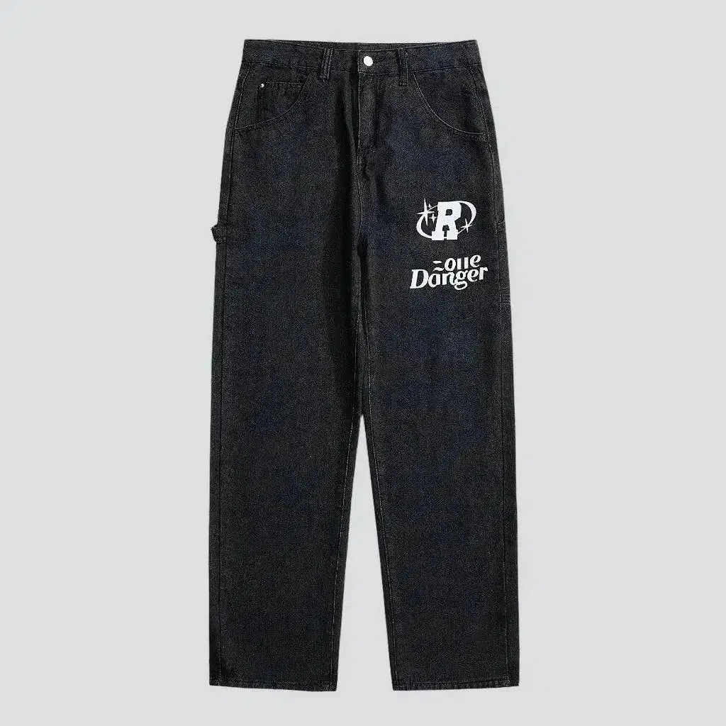 Inscribed men's painted jeans
