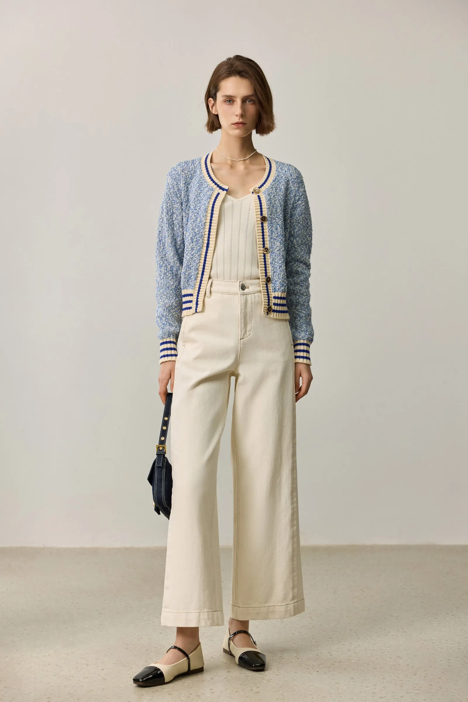 LILY Colorblock Crew Neck Cardigan