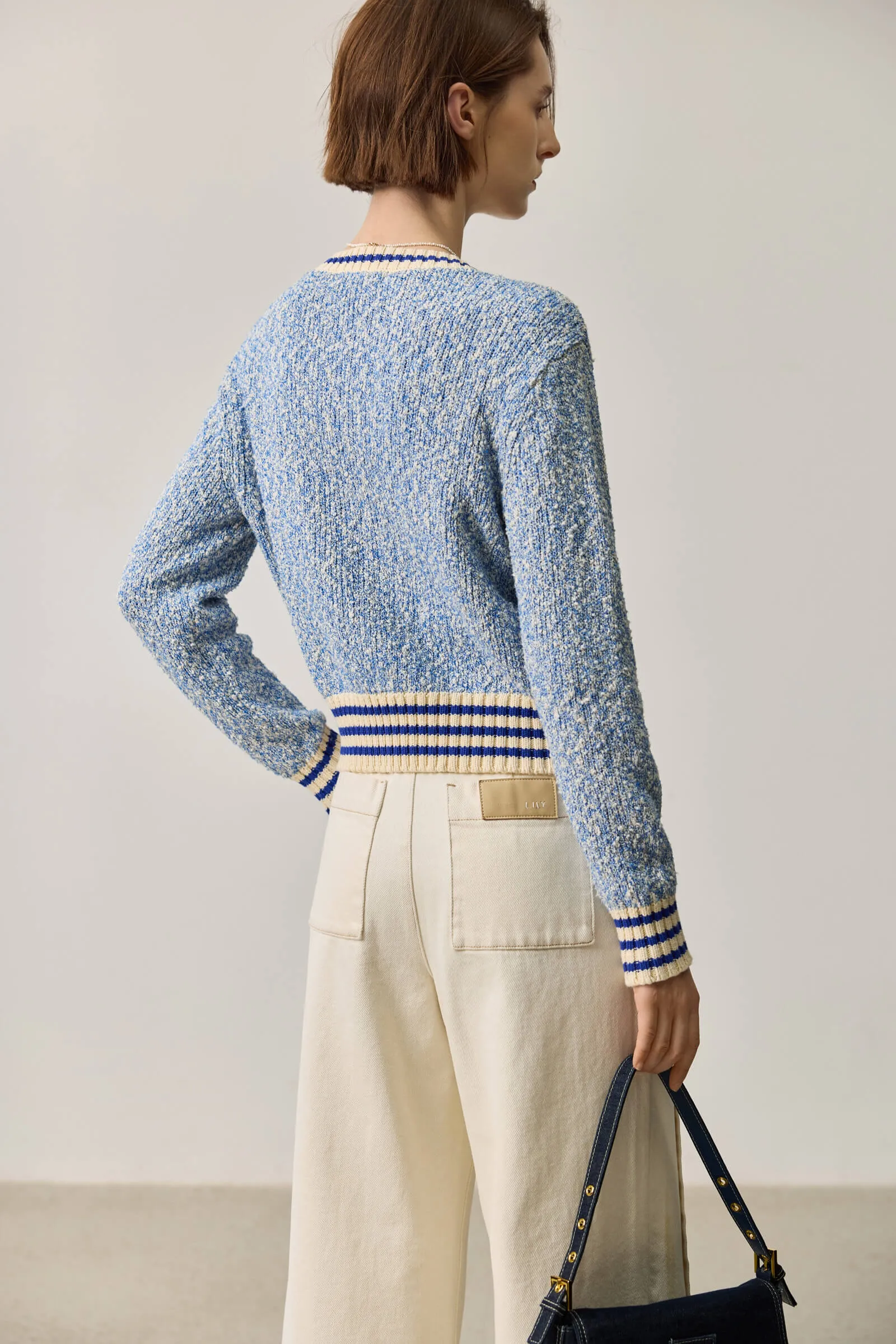 LILY Colorblock Crew Neck Cardigan