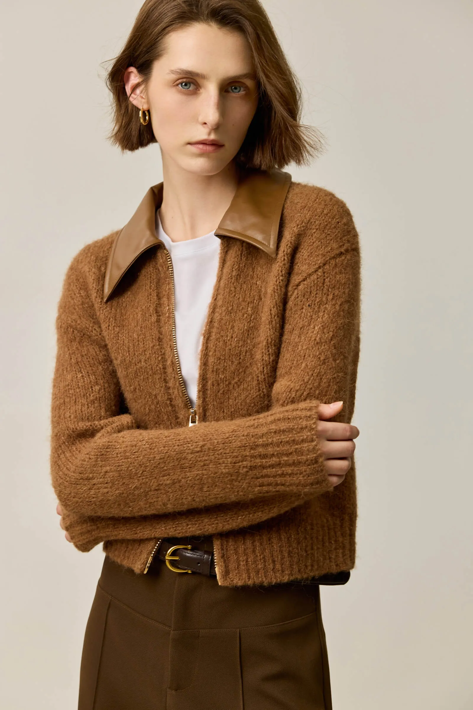 LILY Wool Alpaca Blend High-Waisted Knit Top