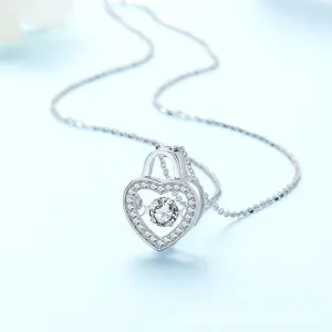 Love Heart Moving Pendant Necklace Simple Fashion Clavicle Chain Beating Heart Silver Jewelry