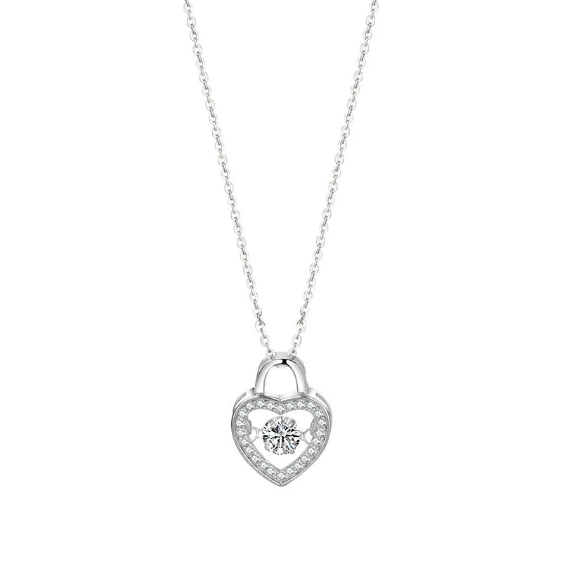 Love Heart Moving Pendant Necklace Simple Fashion Clavicle Chain Beating Heart Silver Jewelry