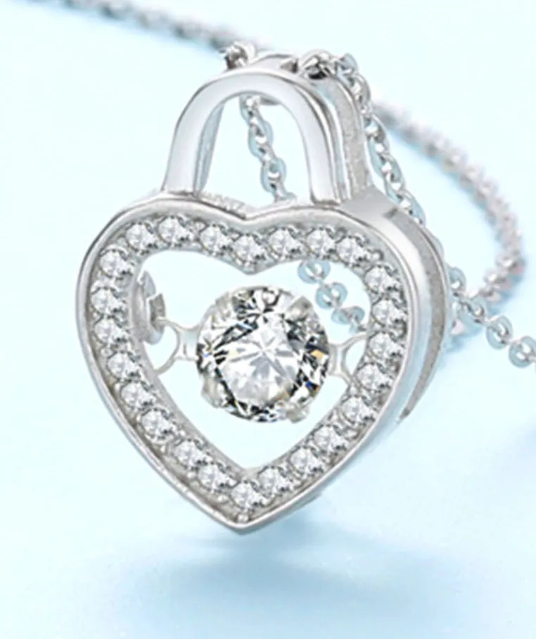 Love Heart Moving Pendant Necklace Simple Fashion Clavicle Chain Beating Heart Silver Jewelry