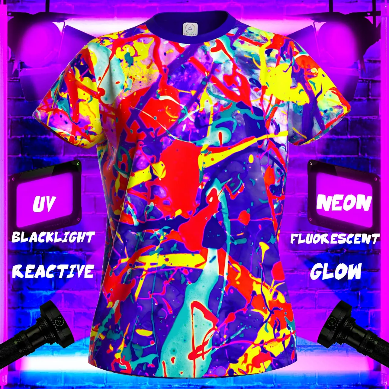 Neon Adult Art Design Colorful Glowing Women's Clothing for Dance Music Concert Party T-Shirt