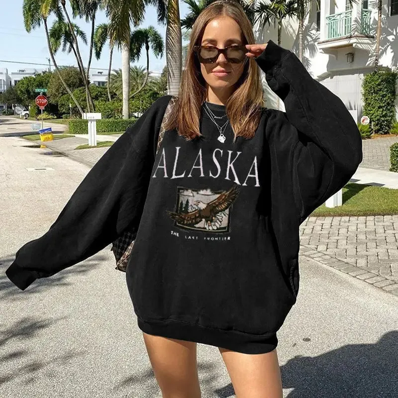 Printed Pullover Casual Loose Sweatshirt
