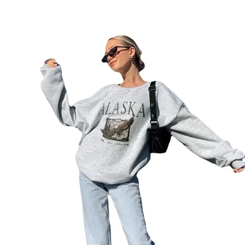 Printed Pullover Casual Loose Sweatshirt