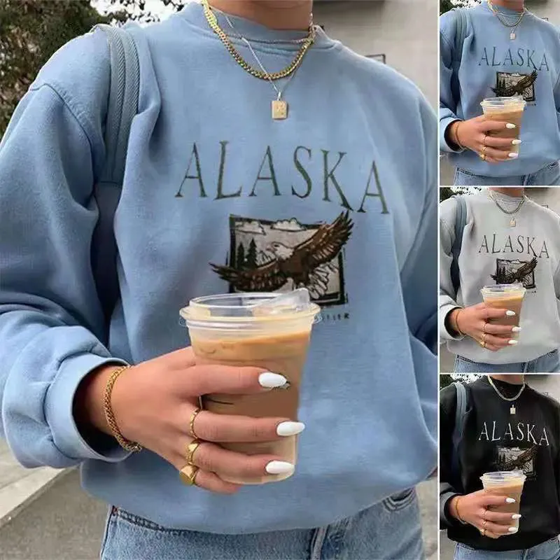 Printed Pullover Casual Loose Sweatshirt