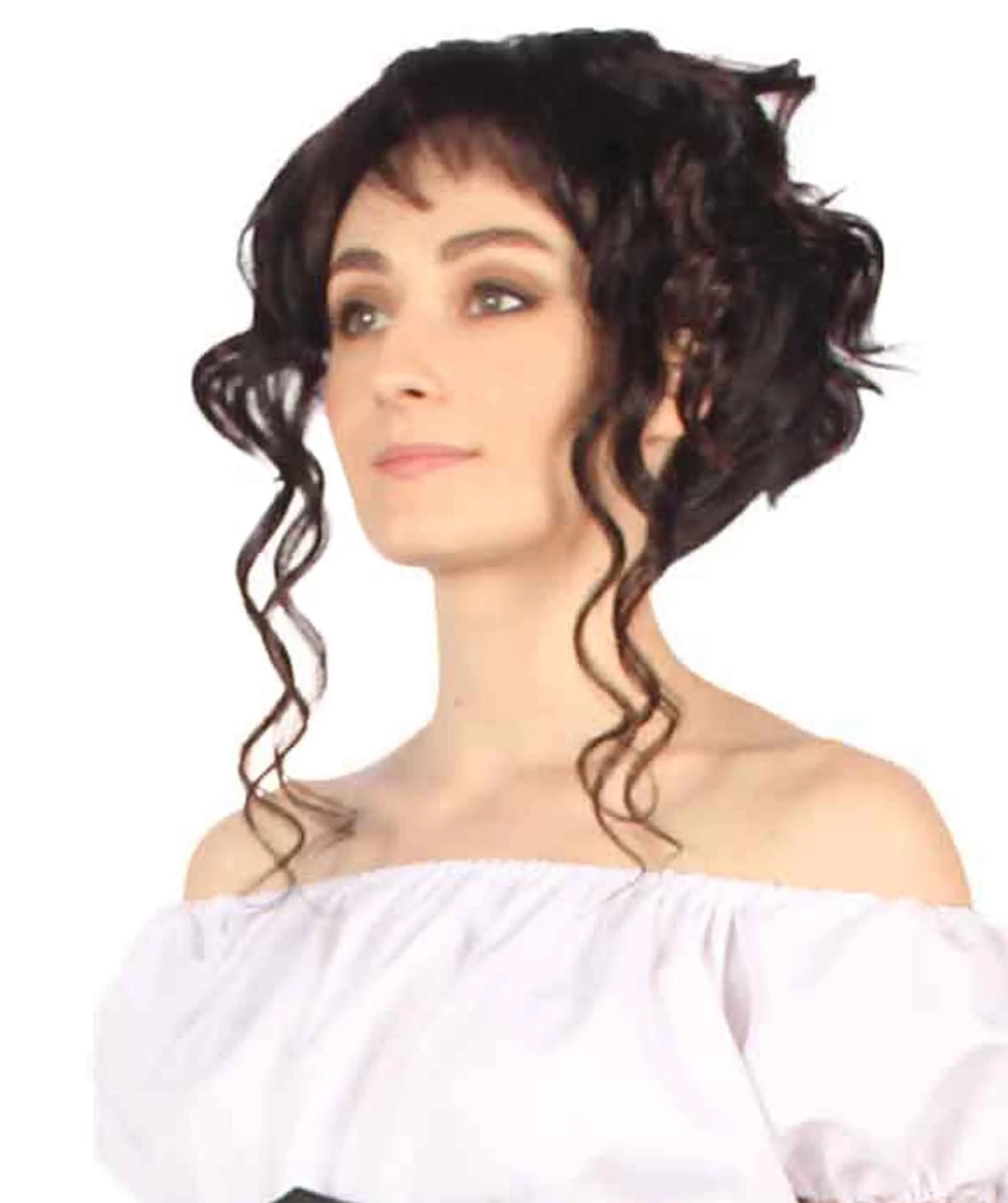 Swept Up Step SIster | Women's Brown Color Curly Shoulder Length Trendy Swept Up Step SIster Wig