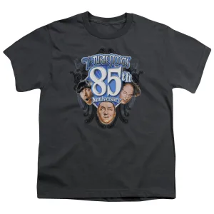 Three Stooges 85th Anniversary 2 Kids Youth T Shirt Charcoal