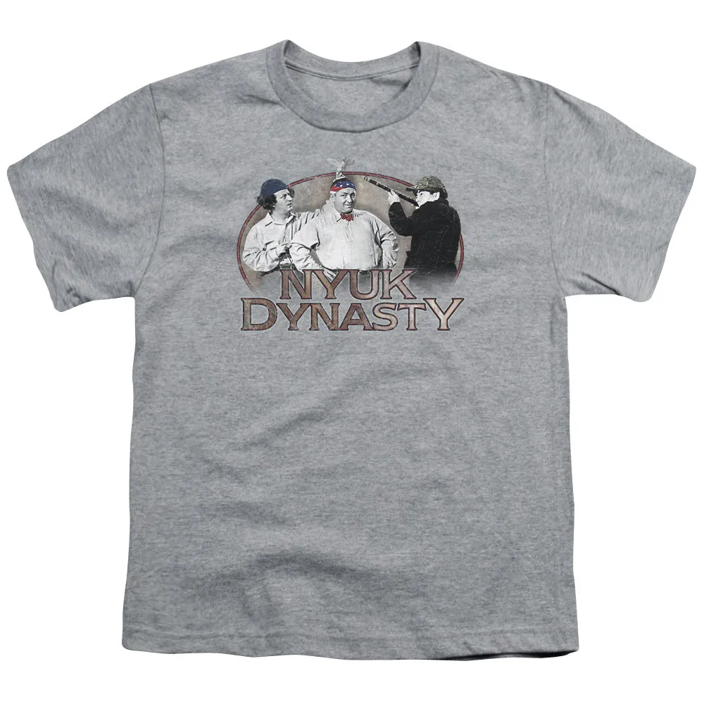 Three Stooges Nyuk Dynasty Kids Youth T Shirt Athletic Heather
