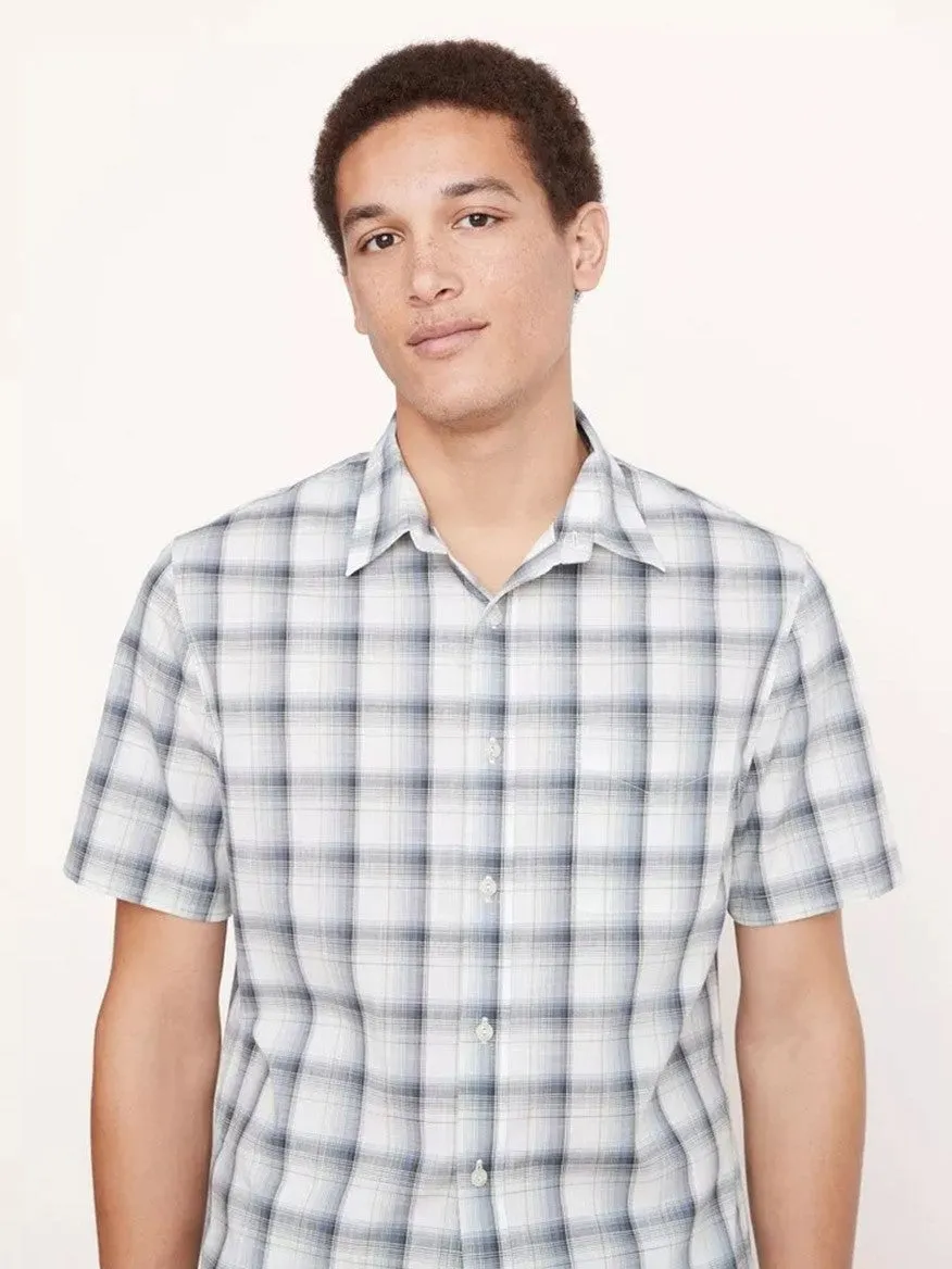 Vince Atwater Plaid Short Sleeve Shirt in Celery