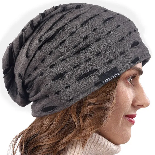 Women Distressed and Lightweight Beanie Hat B401
