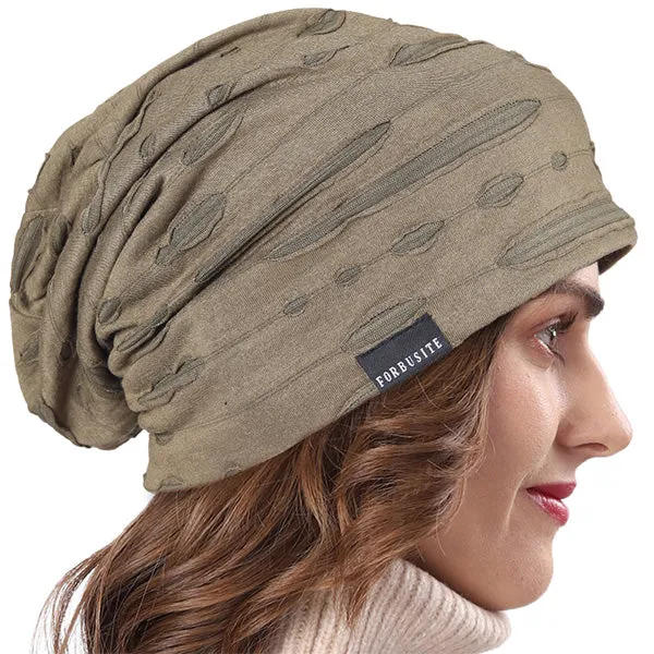 Women Distressed and Lightweight Beanie Hat B401